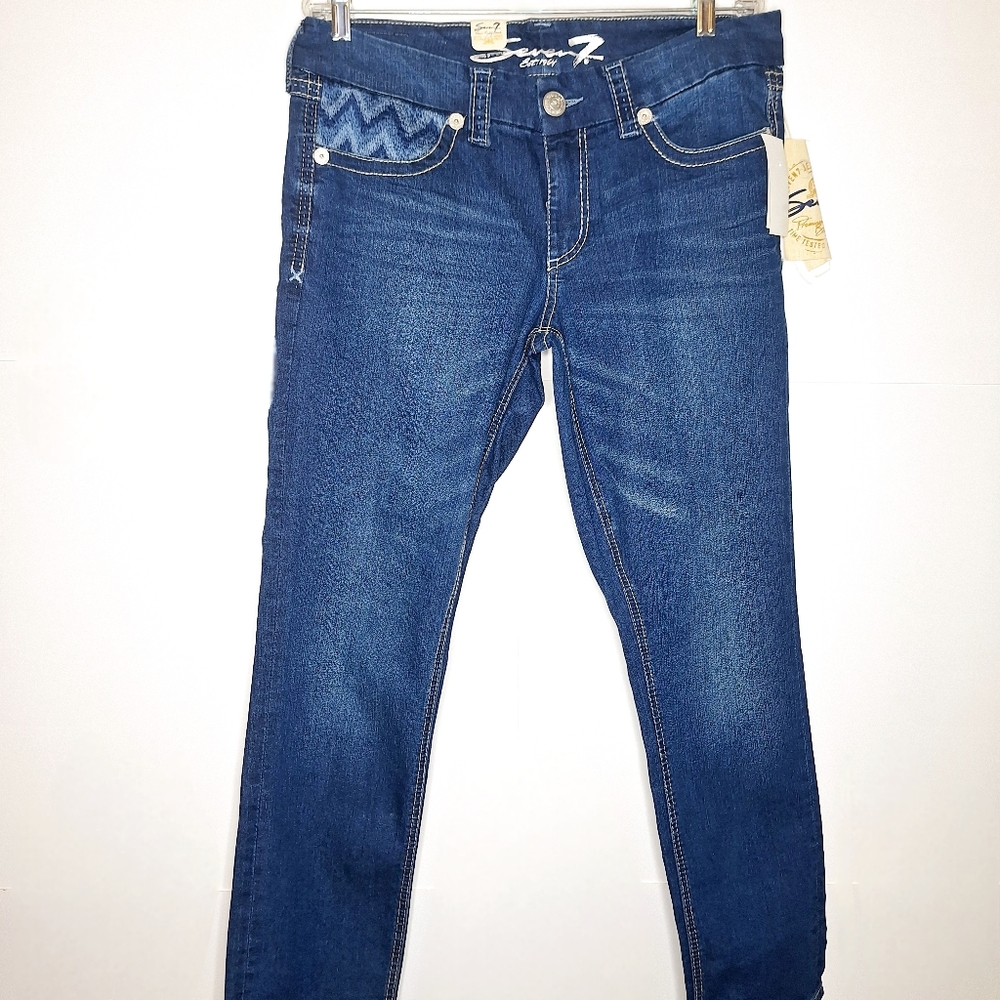 NWT Seven Jeans brand " The Chevon Print In Denim". Plus size jeans size 14.